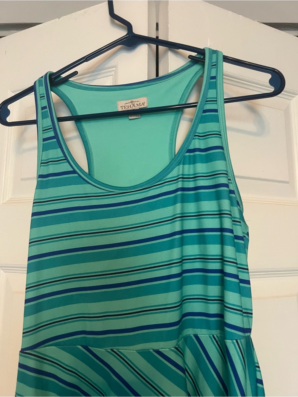 TEHAMA Aqua & Teal Striped Tank athletic dress